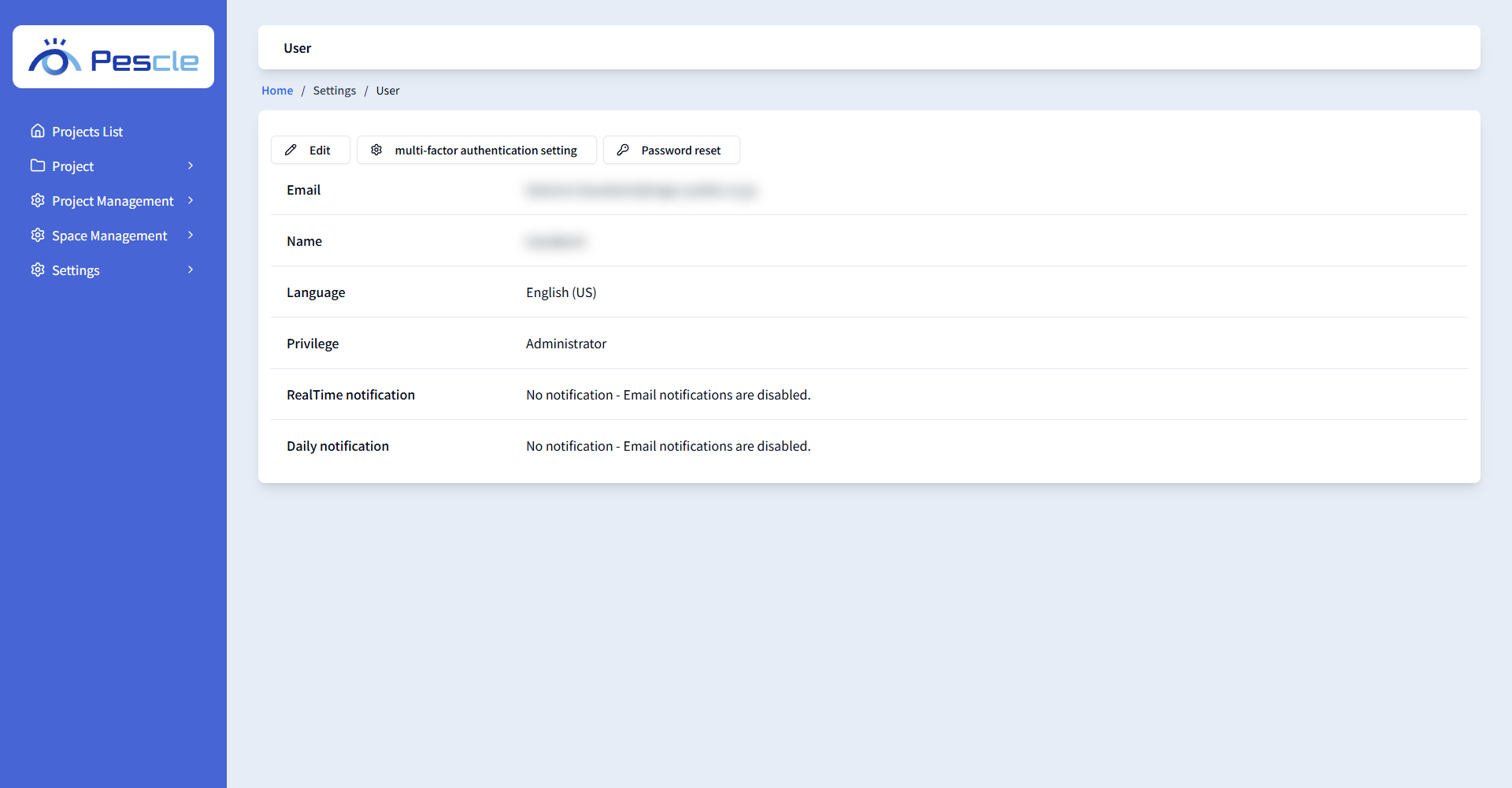User screen